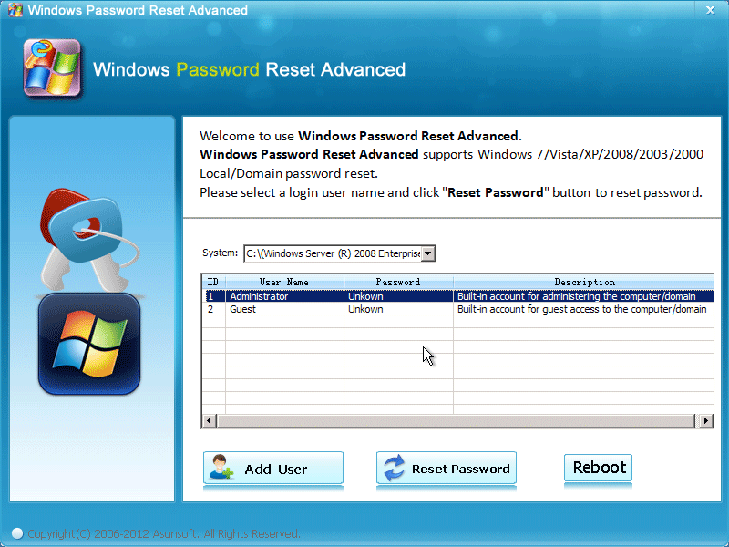 Asunsoft Windows Password Reset