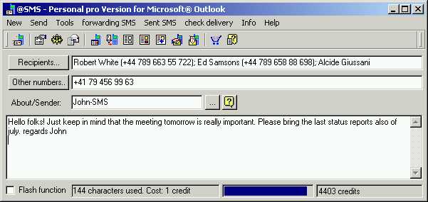 @SMS personal Outlook pro