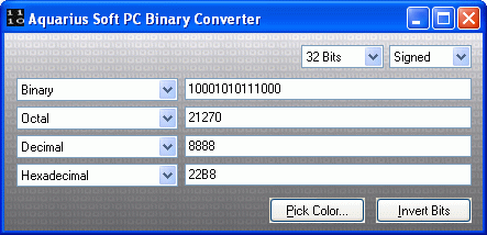 Aquarius Soft PC Binary Converter