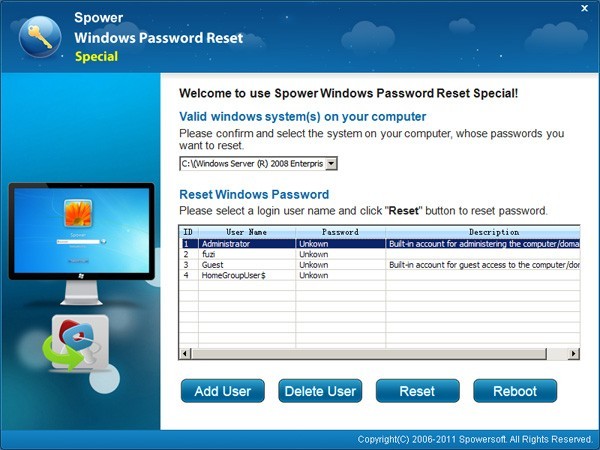 Windows Server 2008 Password Recovery