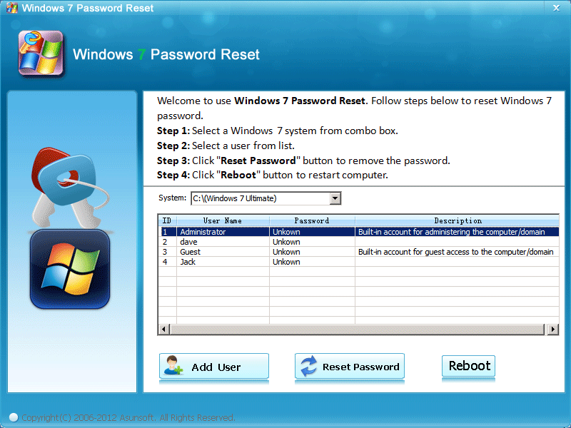 Windows 7 Password Reset Software