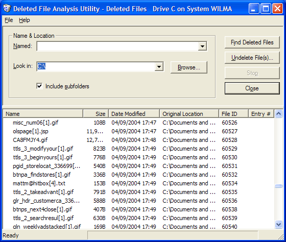 Deleted File Analysis Utility