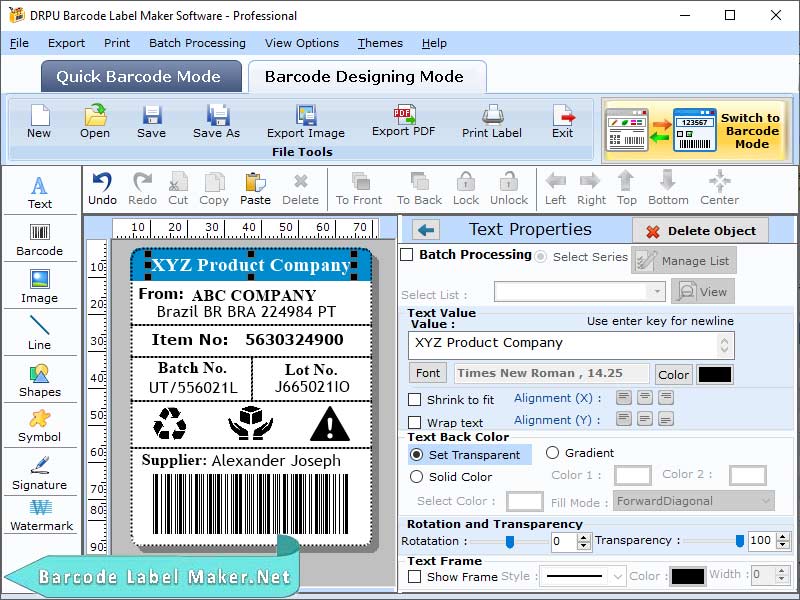 Free Barcode Label Maker Tool