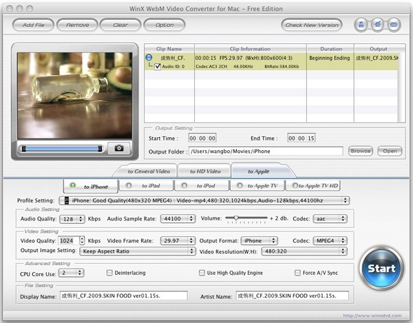 WinX WebM Video Converter for Mac