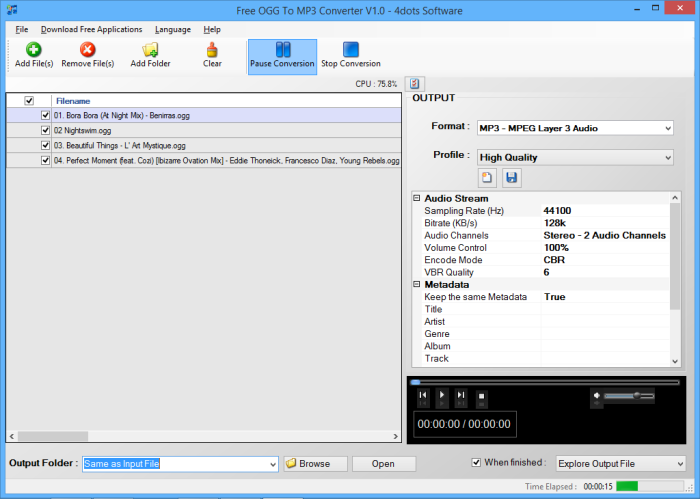 Free OGG To MP3 Converter 4dots