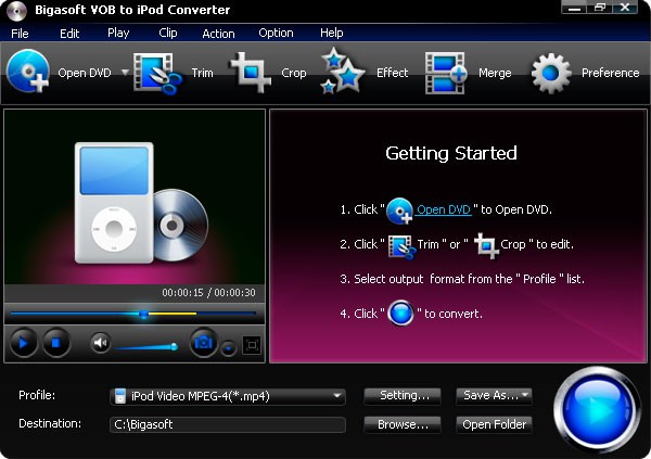 Bigasoft VOB to iPod Converter