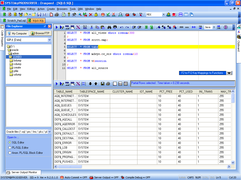 Oraspeed TOAD Alternative for Oracle