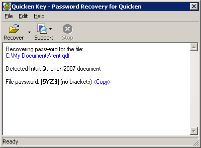 Quicken Password Recovery Key