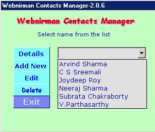 Webnirman Contacts Manager