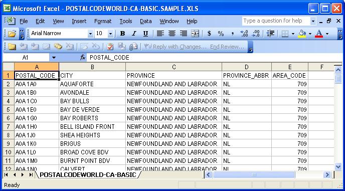 North American Area Code Database (Basic Edition)