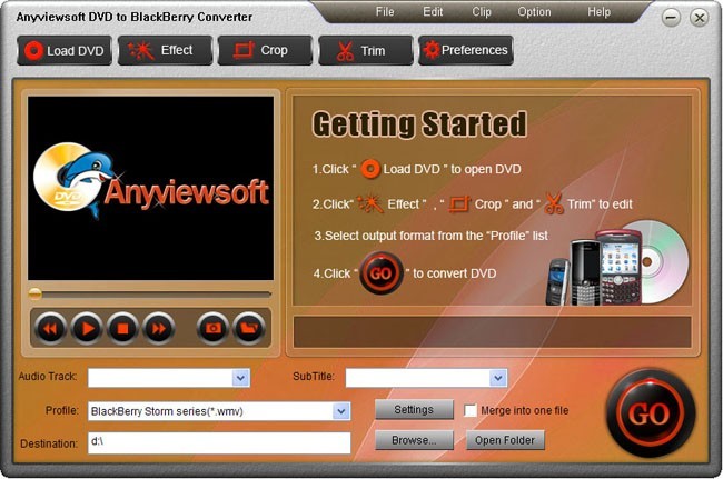 Anyviewsoft DVD to BlackBerry Converter