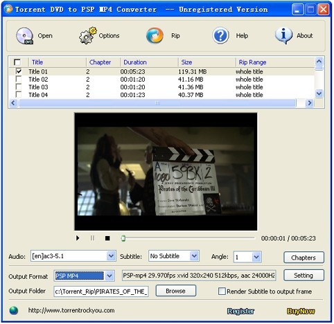 Torrent DVD to PSP MP4 Converter