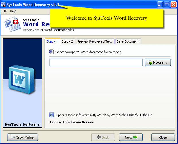 SysTools Word Recovery Tool
