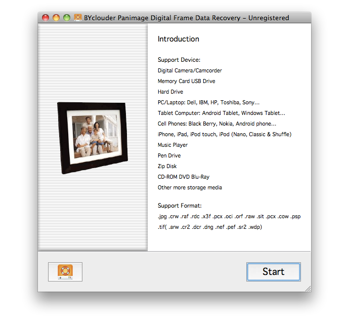 BYclouder Panimage Digital Frame Data Recovery for MAC