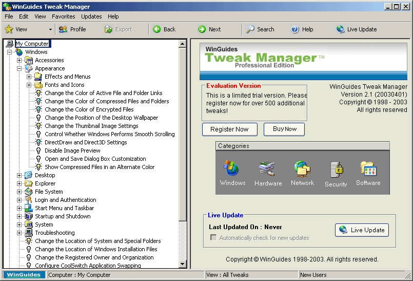 WinGuides Tweak Manager