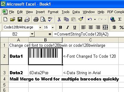 Code 128 Excel Barcode Add In