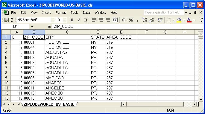 United States ZIP Code Database (Basic Edition)