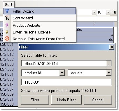 Excel Sort Filter List Software