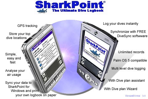 SharkPoint for Palm, scuba log book