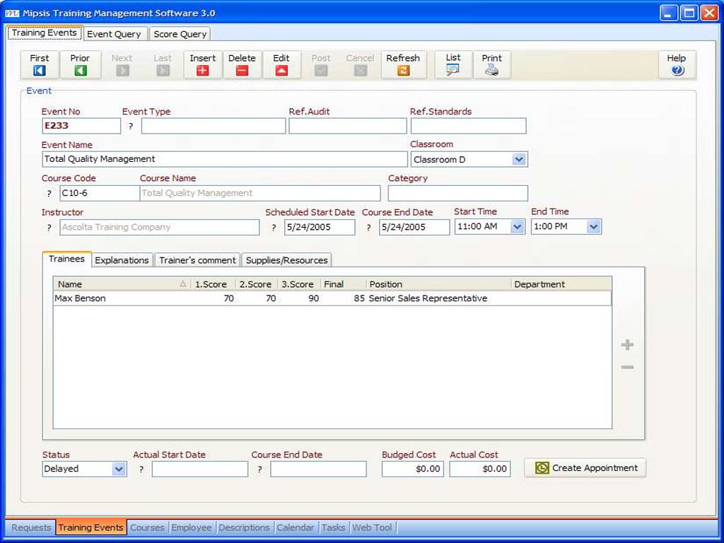 Mipsis Training Management Software