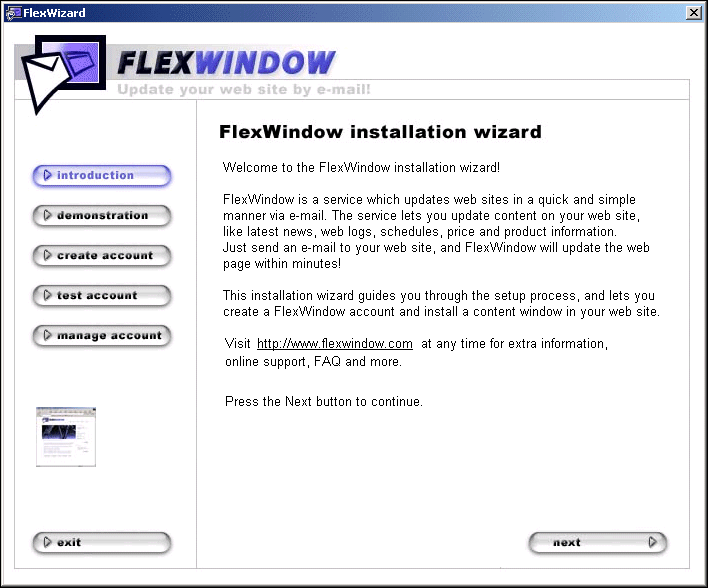 FlexWizard - Site management via e-mail