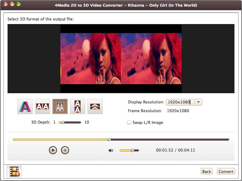 4Media 2D to 3D Video Converter for Mac