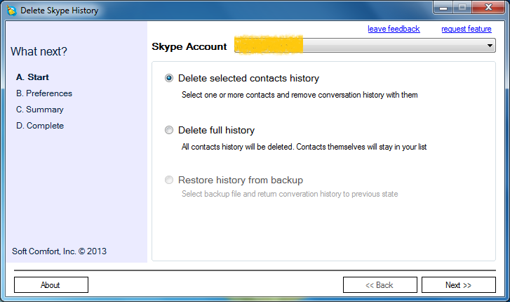 Delete Skype History
