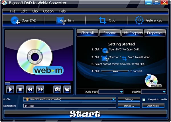 Bigasoft DVD to WebM Converter
