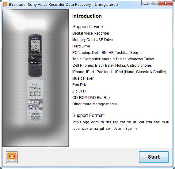 BYclouder Sony Voice Recorder Data Recovery