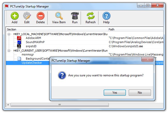 PCTuneUp Free Startup Manager