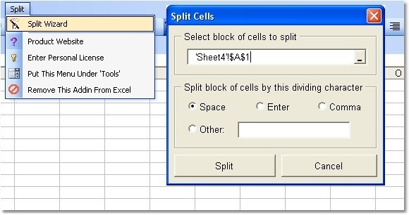 Excel Split Cells, Columns and Data Software
