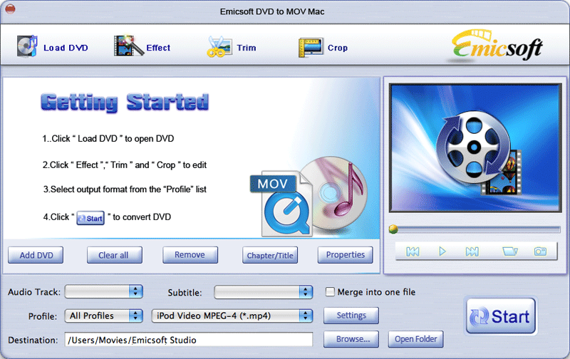 Emicsoft DVD to MOV Converter for Mac