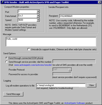 ActiveXperts SMS and Pager Toolkit