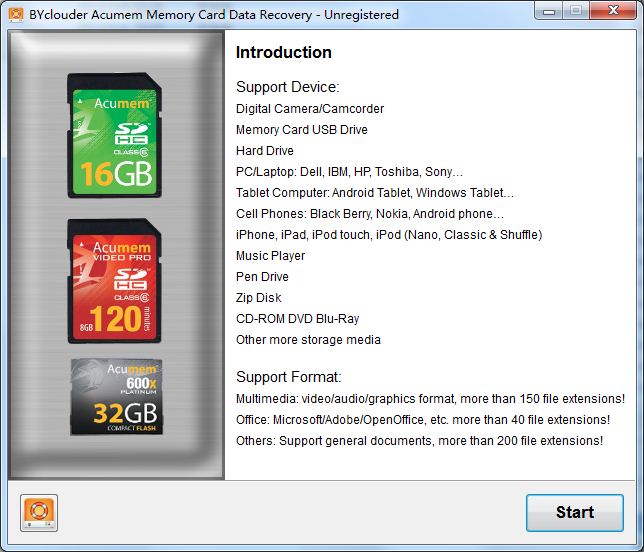 BYclouder Acumem Memory Card Data Recovery