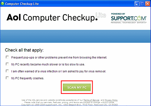 AOL Computer Checkup Lite