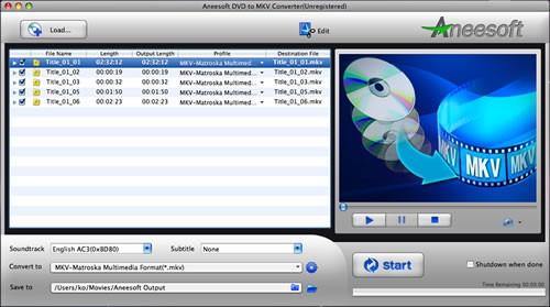 Aneesoft DVD to MKV Converter for Mac