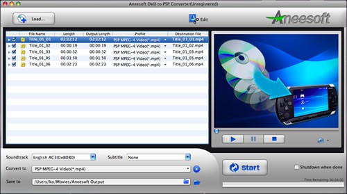 Aneesoft DVD to PSP Converter for Mac