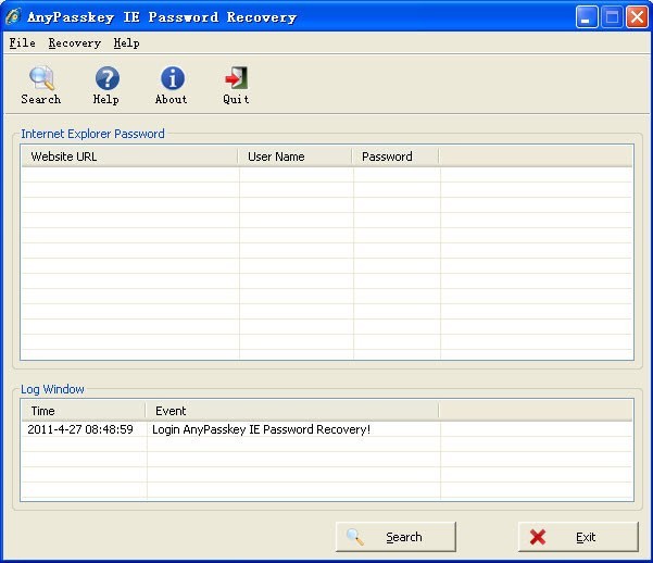 AnyPasskey IE Password Recovery