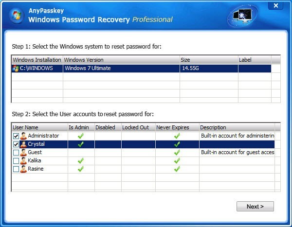 AnyPasskey Windows Password Recovery Ult