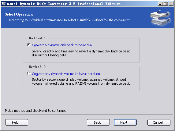 Aomei Dynamic Disk Converter Professional Edition