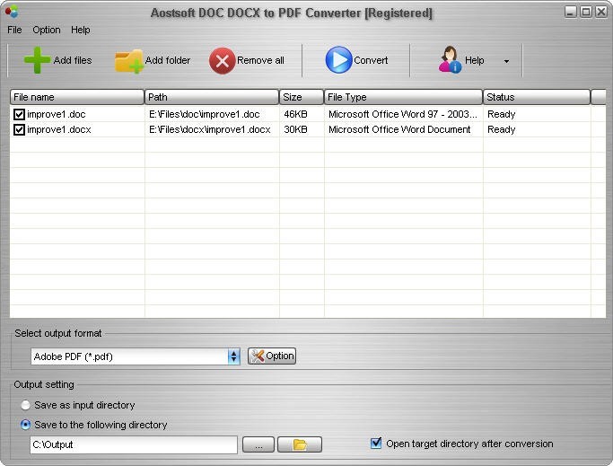 Aostsoft DOC DOCX to PDF Converter
