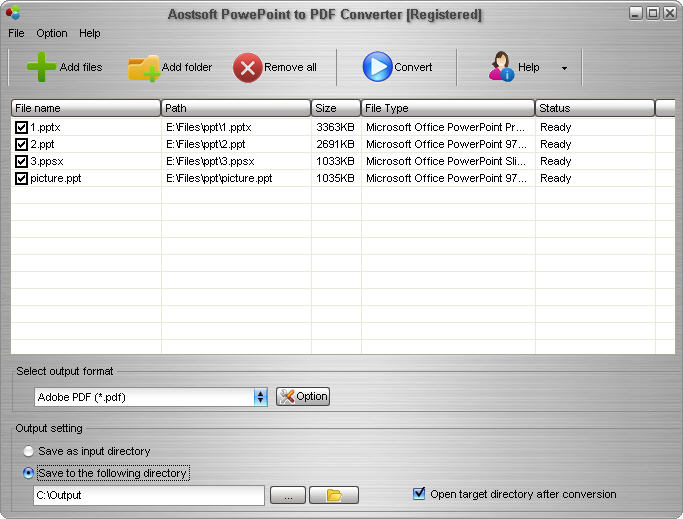 Aostsoft PowerPoint to PDF Converter