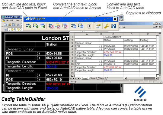 AutoCAD LT Table to Excel - TableBuilder