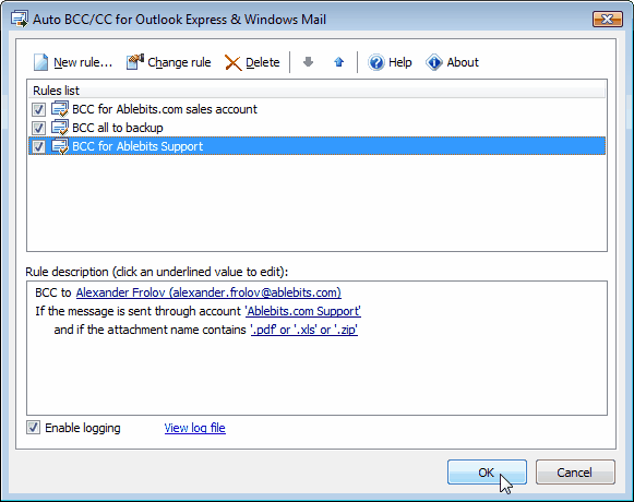 Auto BCC for Outlook Express