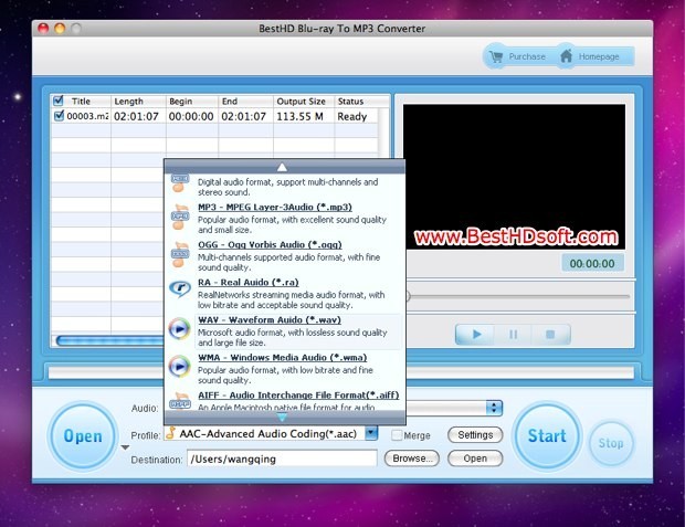 BestHD Blu-ray To MP3 Converter for Mac