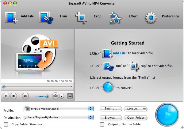 Bigasoft AVI to MP4 Converter for Mac