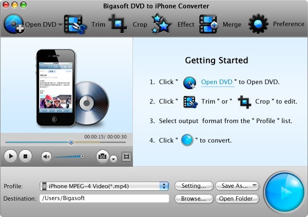 Bigasoft DVD to iPhone Converter for Mac