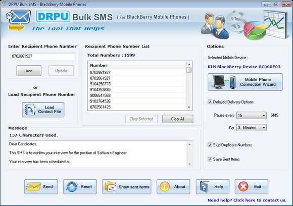 BlackBerry Group SMS Software