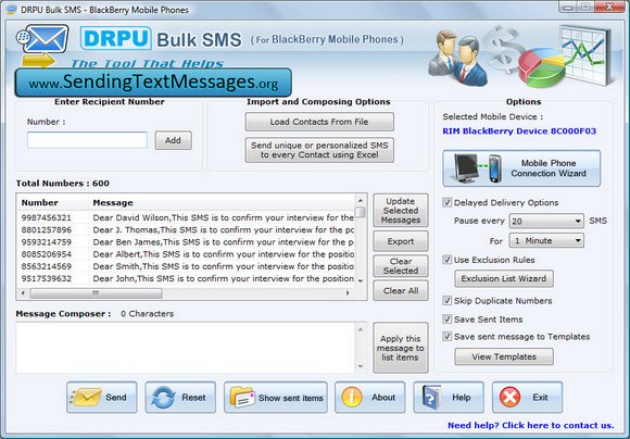 BlackBerry SMS Application