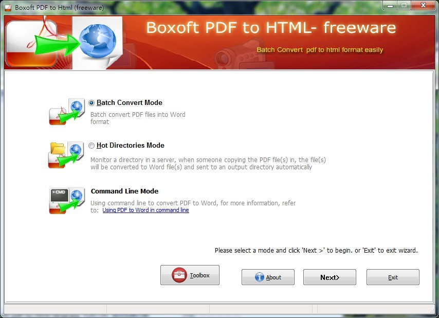 Boxoft Free PDF to Html (freeware)